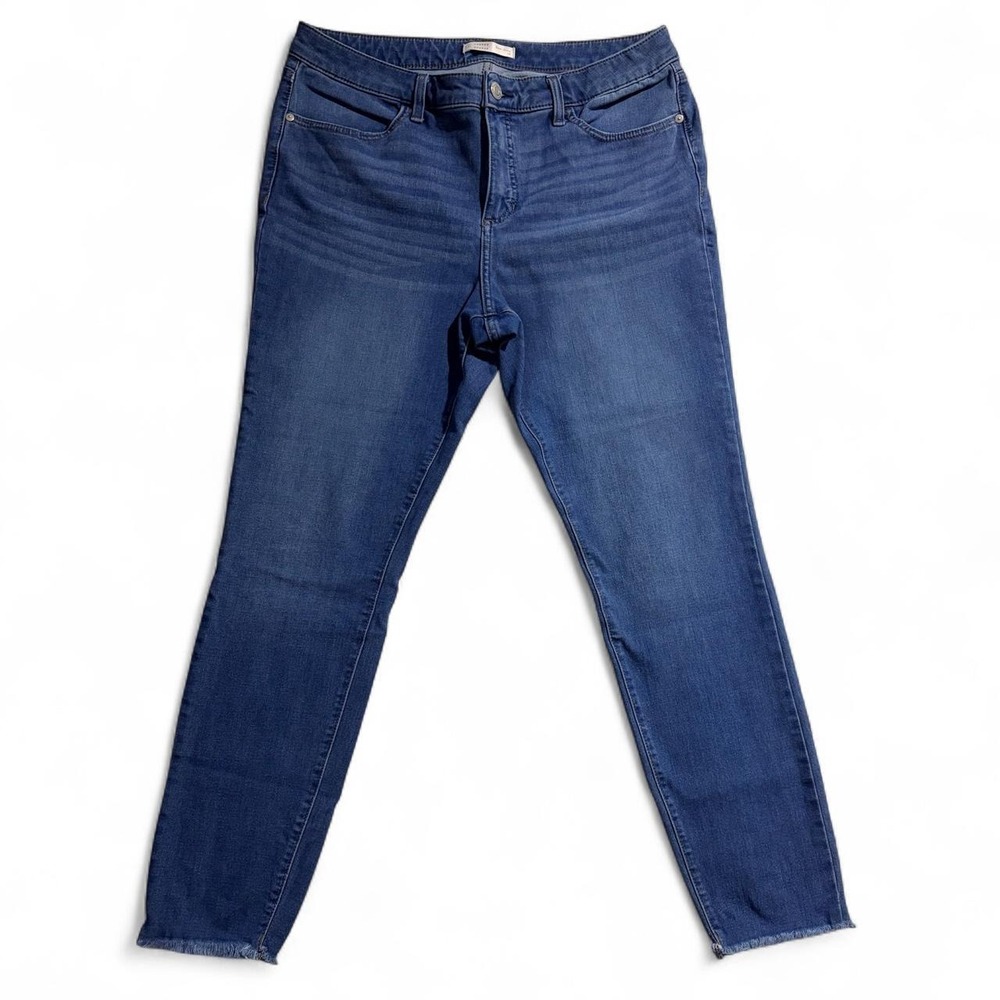 Lauren Conrad LC Super Skinny Jeans Womens 14 Blue High Waisted Raw Hem Denim